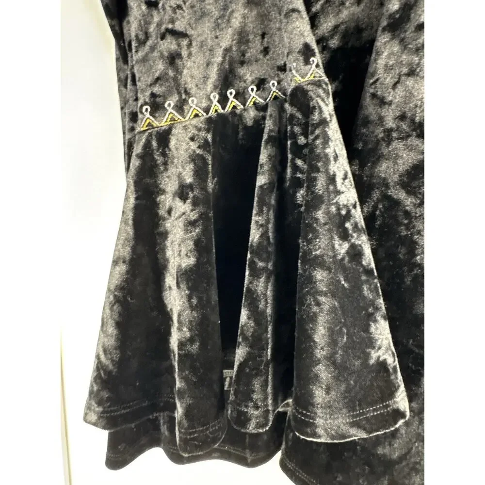 ADIVA Womens Crushed Velvet Boho Top XL Black - Picture 3 of 6